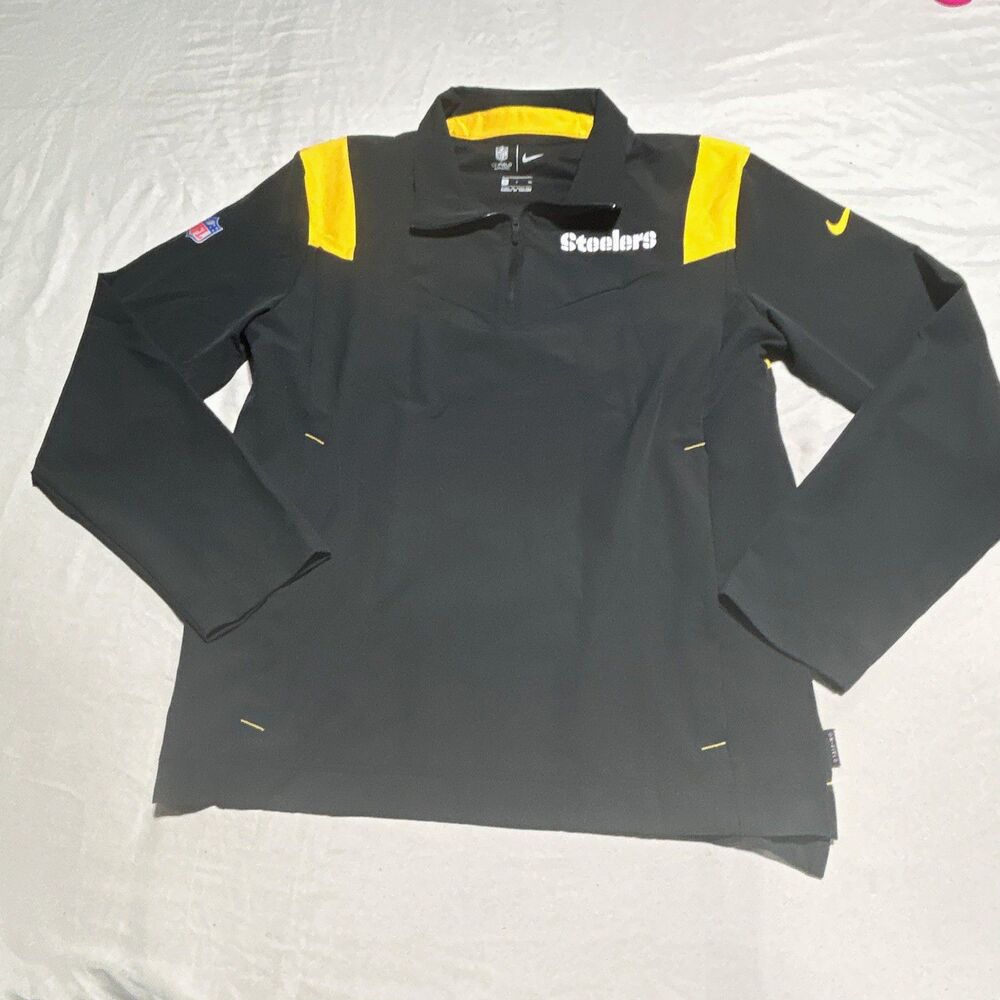 Nike NFL On Field Pittsburgh Steelers 1/2 Zip Pullover Jacket Mens Small Black